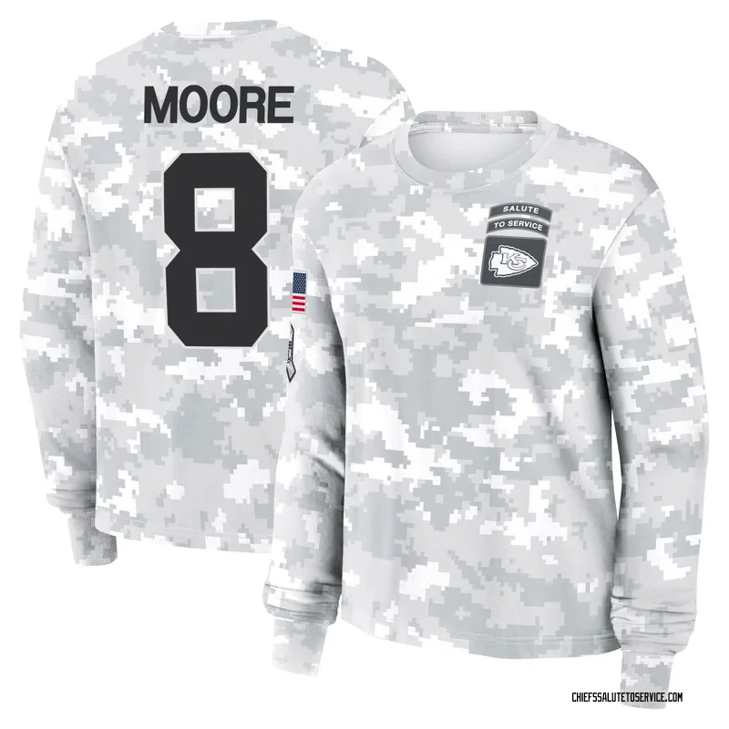 Women's Matt Moore Kansas City Chiefs Camo Arctic 2024 Salute to Service Long Sleeve T-Shirt