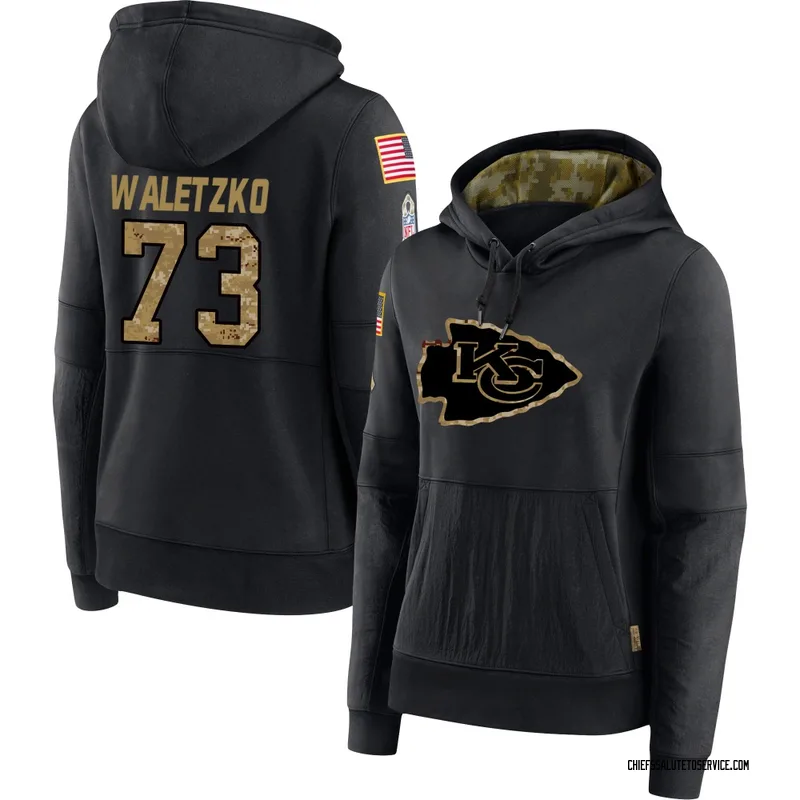 Women's Matt Waletzko Kansas City Chiefs Black 2020 Salute to Service Sideline Performance Pullover Hoodie
