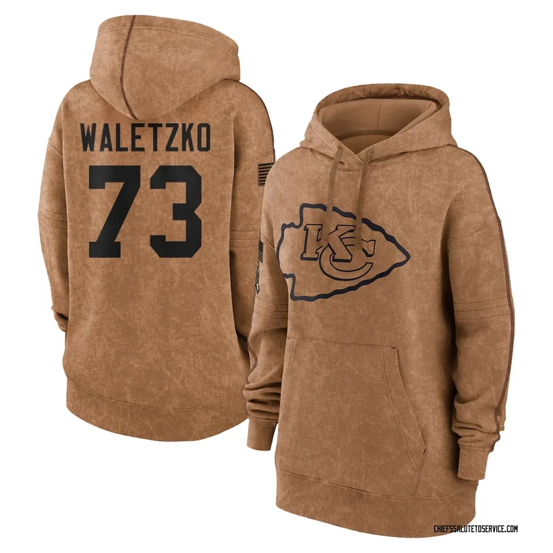Women's Matt Waletzko Kansas City Chiefs Brown 2023 Salute To Service Pullover Hoodie