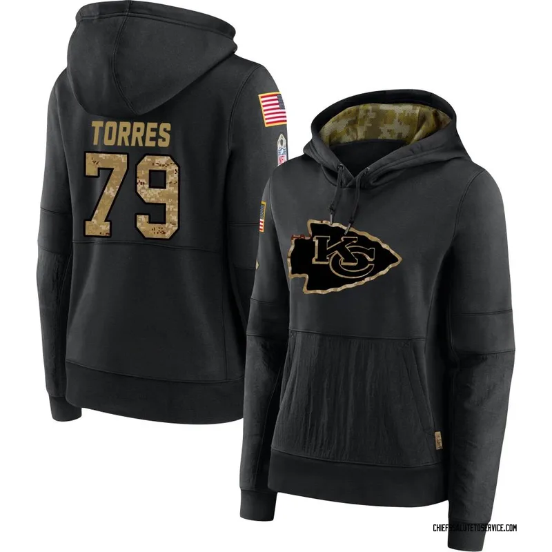 Women's Nick Torres Kansas City Chiefs Black 2020 Salute to Service Sideline Performance Pullover Hoodie