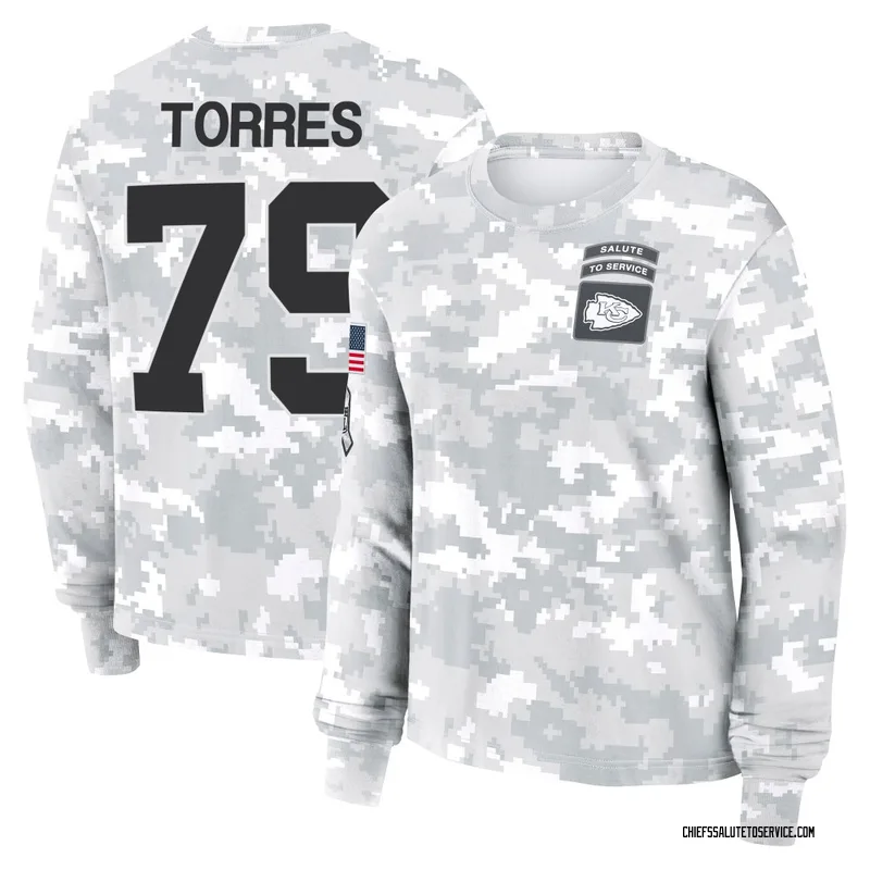 Women's Nick Torres Kansas City Chiefs Camo Arctic 2024 Salute to Service Long Sleeve T-Shirt
