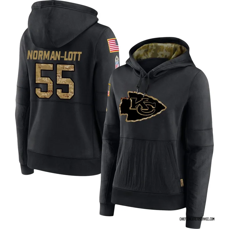 Women's Omarr Norman-Lott Kansas City Chiefs Black 2020 Salute to Service Sideline Performance Pullover Hoodie