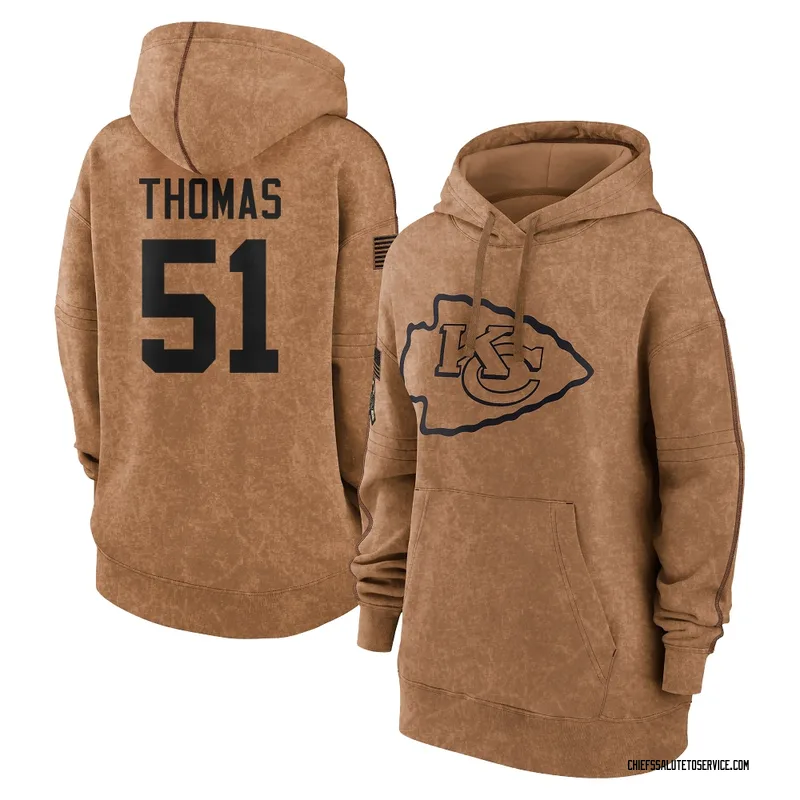 Women's R Mason Thomas Kansas City Chiefs Brown 2023 Salute To Service Pullover Hoodie