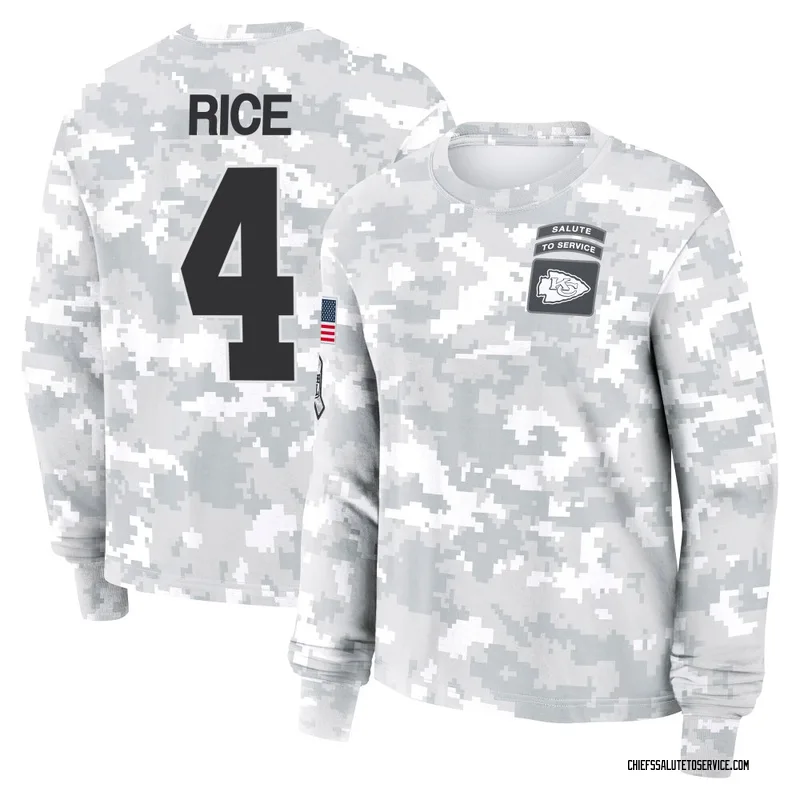 Women's Rashee Rice Kansas City Chiefs Camo Arctic 2024 Salute to Service Long Sleeve T-Shirt