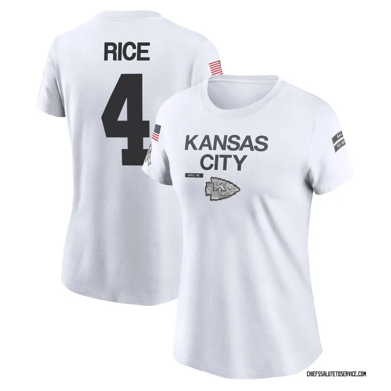 Women's Rashee Rice Kansas City Chiefs Legend White 2024 Salute to Service Performance T-Shirt