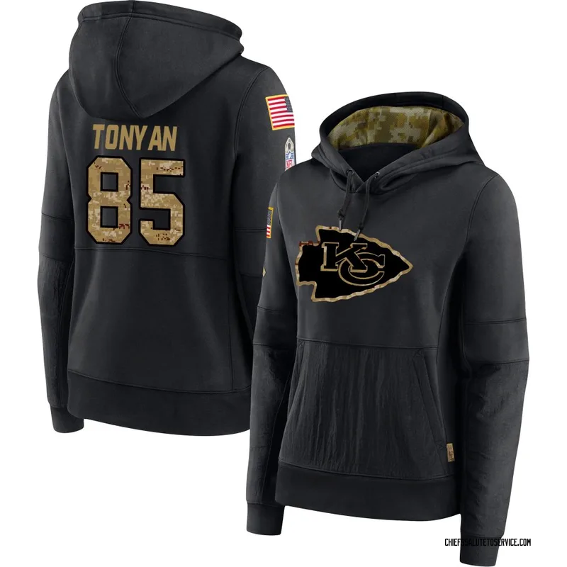 Women's Robert Tonyan Kansas City Chiefs Black 2020 Salute to Service Sideline Performance Pullover Hoodie