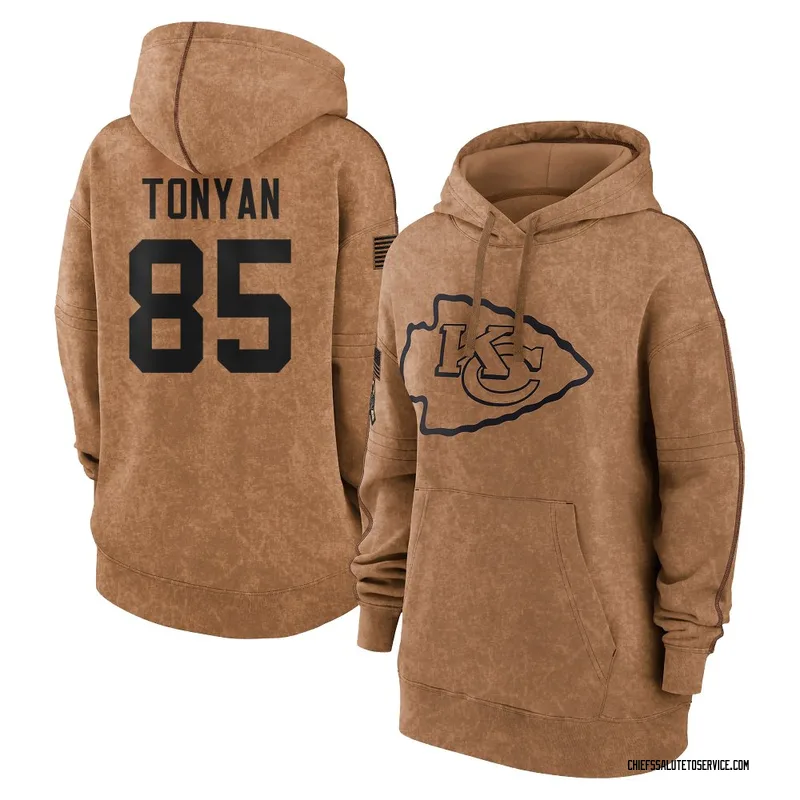 Women's Robert Tonyan Kansas City Chiefs Brown 2023 Salute To Service Pullover Hoodie