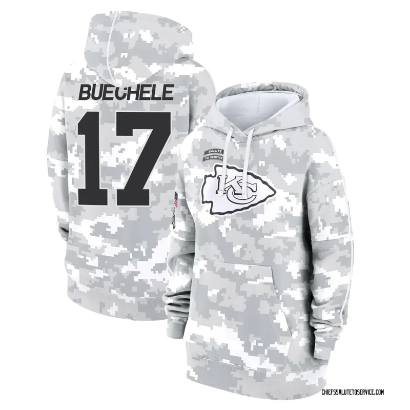 Women's Shane Buechele Kansas City Chiefs Camo Arctic 2024 Salute to Service Club Fleece Pullover Hoodie