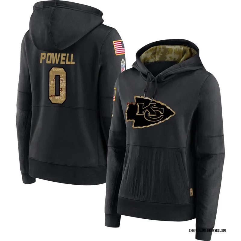 Women's ShunDerrick Powell Kansas City Chiefs Black 2020 Salute to Service Sideline Performance Pullover Hoodie