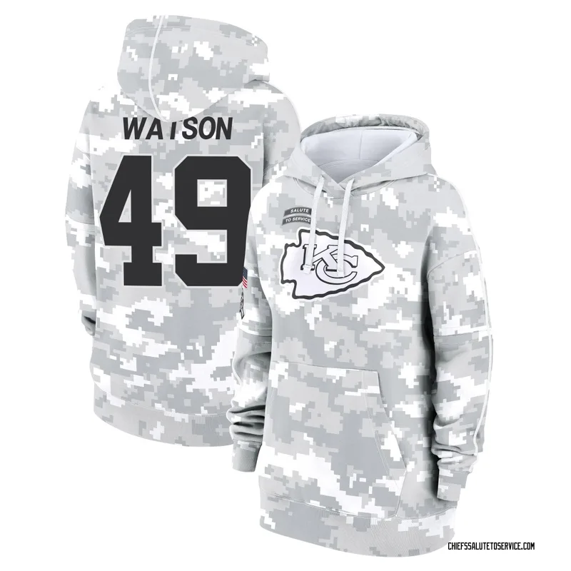Women's Tre Watson Kansas City Chiefs Camo Arctic 2024 Salute to Service Club Fleece Pullover Hoodie
