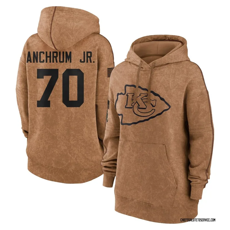 Women's Tremayne Anchrum Jr. Kansas City Chiefs Brown 2023 Salute To Service Pullover Hoodie