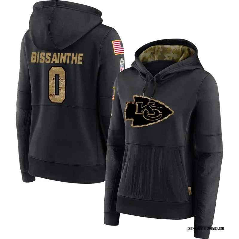 Women's Wesley Bissainthe Kansas City Chiefs Black 2020 Salute to Service Sideline Performance Pullover Hoodie