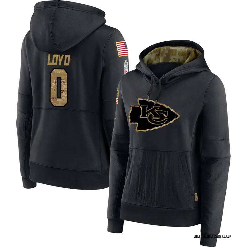 Women's Xavier Loyd Kansas City Chiefs Black 2020 Salute to Service Sideline Performance Pullover Hoodie