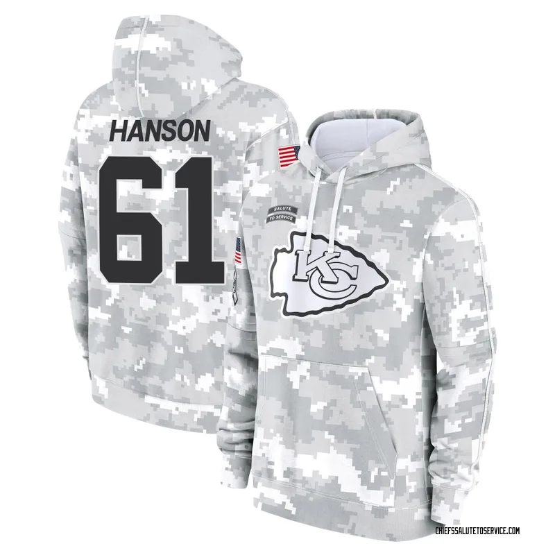 Youth C.J. Hanson Kansas City Chiefs Camo Arctic 2024 Salute to Service Club Fleece Pullover Hoodie