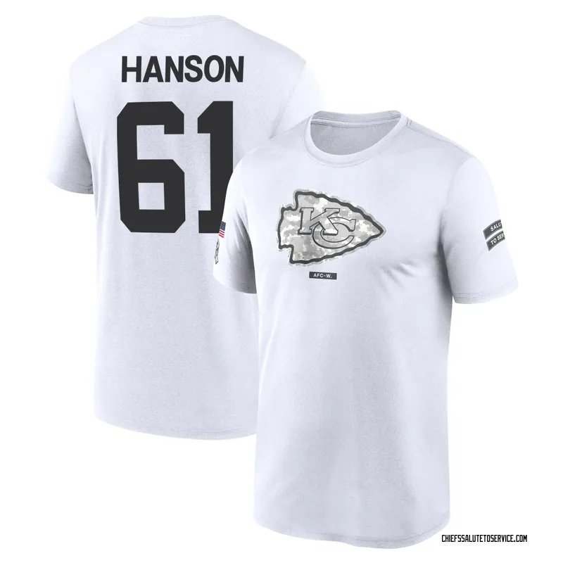 Youth C.J. Hanson Kansas City Chiefs Legend White 2024 Salute to Service Performance T-Shirt