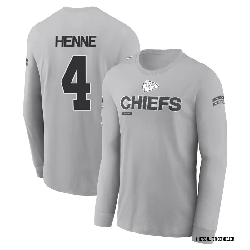 Youth Chad Henne Kansas City Chiefs Gray 2024 Salute to Service Long Sleeve T-Shirt