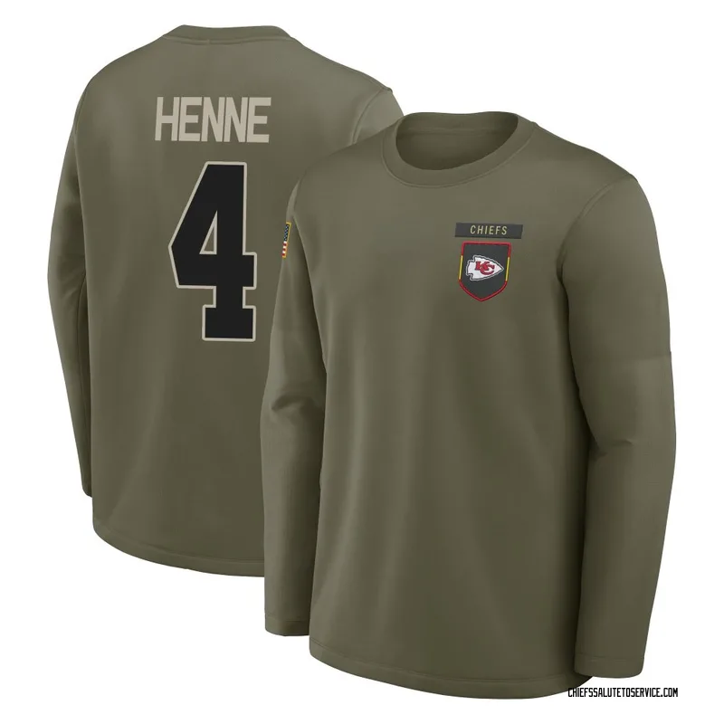 Youth Chad Henne Kansas City Chiefs Olive 2025 Salute to Service Sideline Coaches Long Sleeve T-Shirt