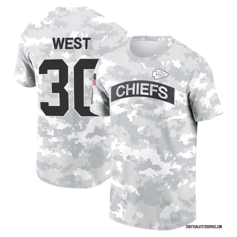 Youth Charcandrick West Kansas City Chiefs Camo Arctic 2024 Salute to Service Performance T-Shirt
