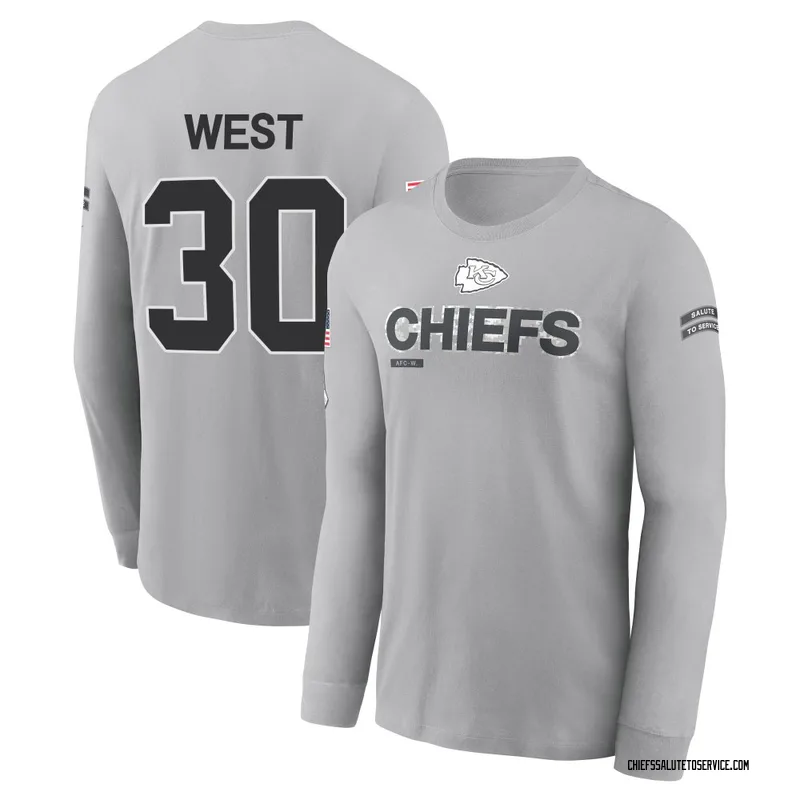 Youth Charcandrick West Kansas City Chiefs Gray 2024 Salute to Service Long Sleeve T-Shirt