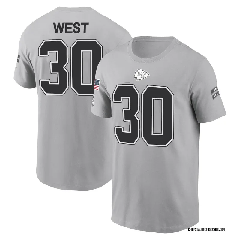 Youth Charcandrick West Kansas City Chiefs Gray 2024 Salute to Service Name & Number T-Shirt