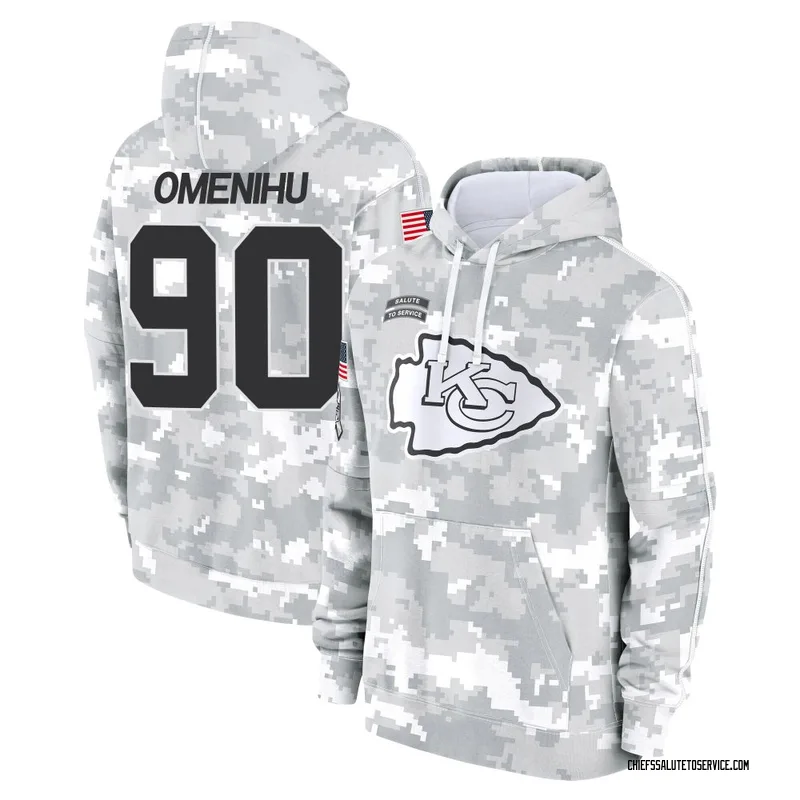Youth Charles Omenihu Kansas City Chiefs Camo Arctic 2024 Salute to Service Club Fleece Pullover Hoodie