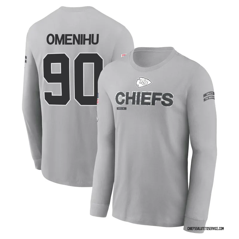 Youth Charles Omenihu Kansas City Chiefs Gray 2024 Salute to Service Long Sleeve T-Shirt