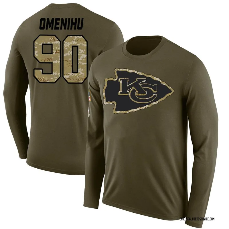 Youth Charles Omenihu Kansas City Chiefs Legend Olive Salute to Service Sideline Long Sleeve T-Shirt