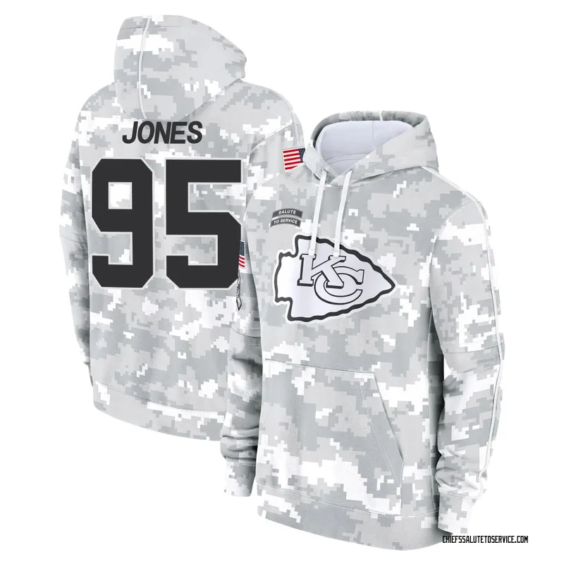 Youth Chris Jones Kansas City Chiefs Camo Arctic 2024 Salute to Service Club Fleece Pullover Hoodie