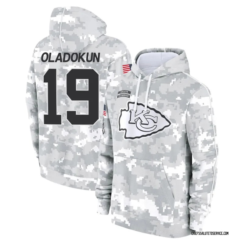 Youth Chris Oladokun Kansas City Chiefs Camo Arctic 2024 Salute to Service Club Fleece Pullover Hoodie