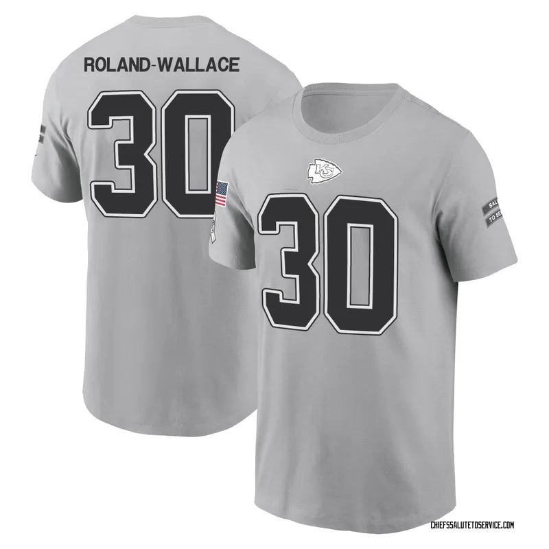 Youth Chris Roland-Wallace Kansas City Chiefs Gray 2024 Salute to Service Name & Number T-Shirt
