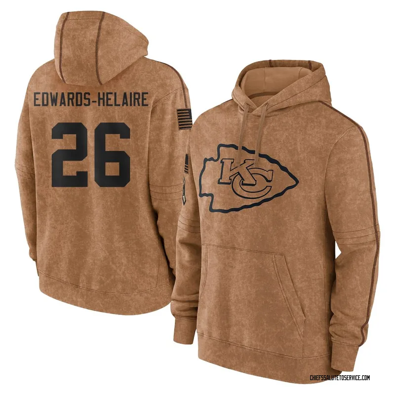 Youth Clyde Edwards-Helaire Kansas City Chiefs Brown 2023 Salute To Service Club Pullover Hoodie