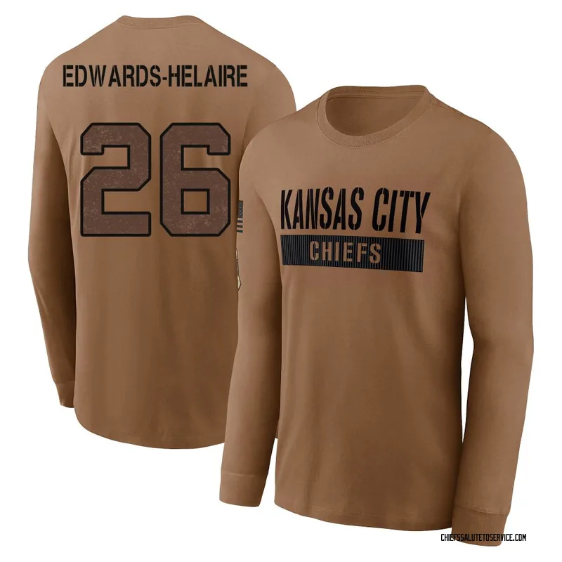 Youth Clyde Edwards-Helaire Kansas City Chiefs Brown 2023 Salute To Service Long Sleeve T-Shirt