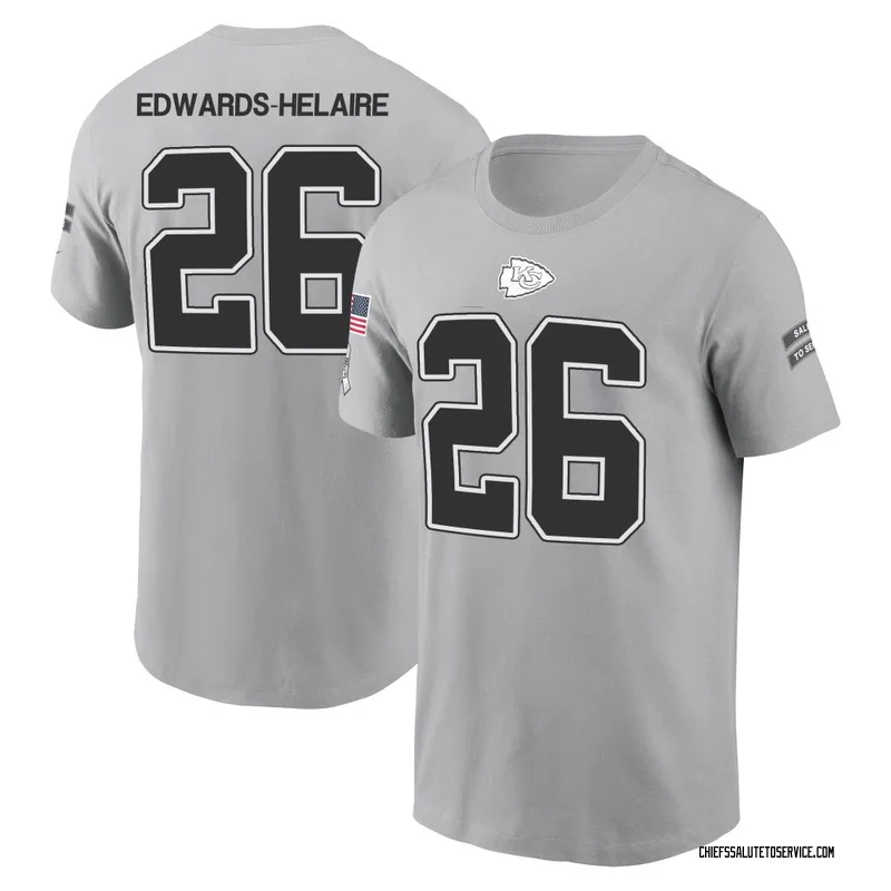 Youth Clyde Edwards-Helaire Kansas City Chiefs Gray 2024 Salute to Service Name & Number T-Shirt