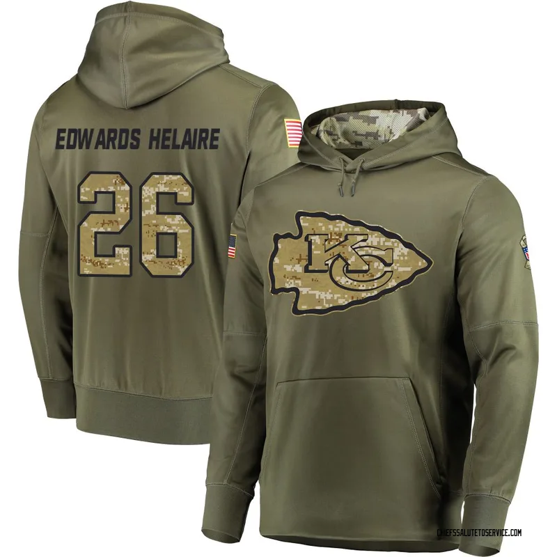 Youth Clyde Edwards-Helaire Kansas City Chiefs Olive Salute to Service Pullover Hoodie