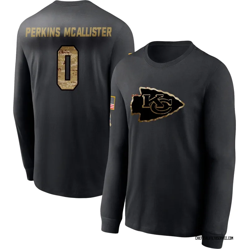 Youth D'Arco Perkins-McAllister Kansas City Chiefs Black 2020 Salute To Service Sideline Performance Long Sleeve T-Shirt