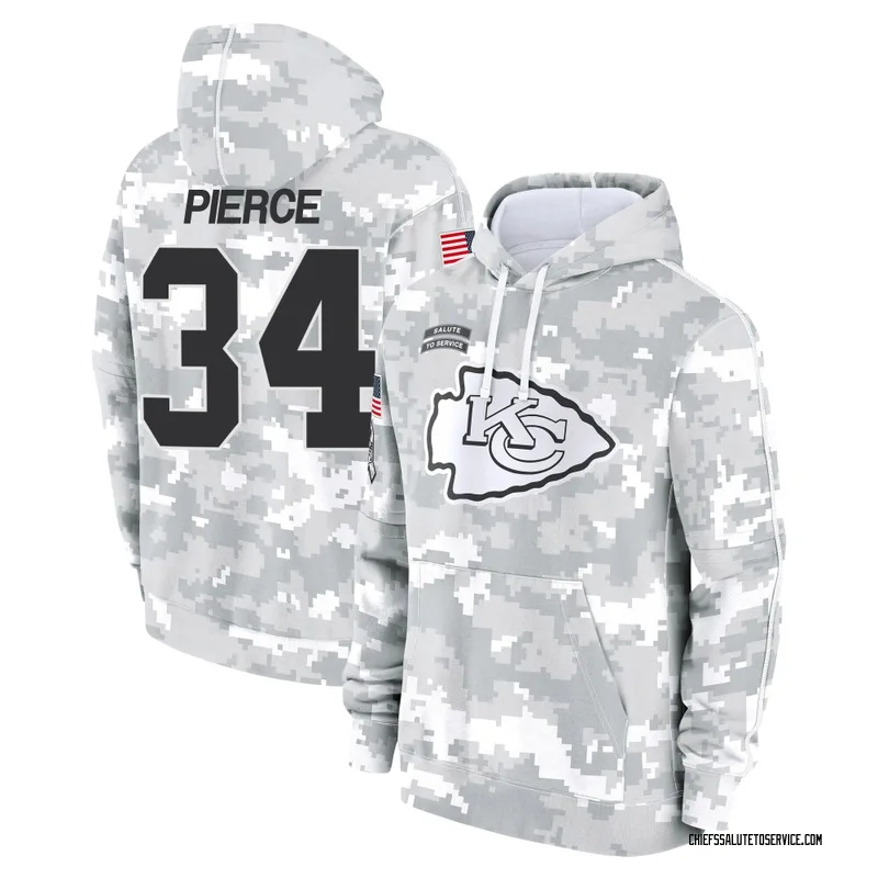 Youth Dameon Pierce Kansas City Chiefs Camo Arctic 2024 Salute to Service Club Fleece Pullover Hoodie