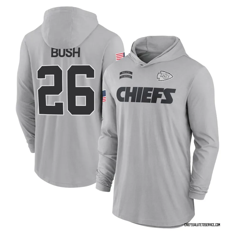 Youth Deon Bush Kansas City Chiefs Gray 2024 Salute to Service Lightweight Performance Long Sleeve Hooded T-Shirt