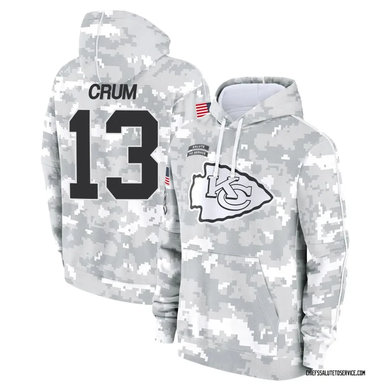 Youth Dustin Crum Kansas City Chiefs Camo Arctic 2024 Salute to Service Club Fleece Pullover Hoodie