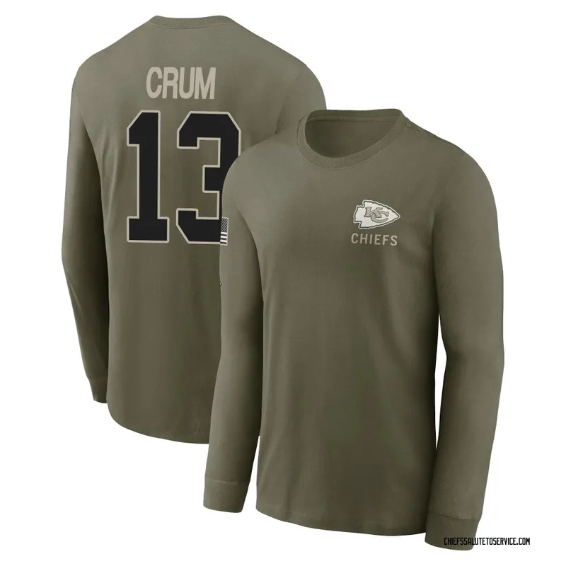 Youth Dustin Crum Kansas City Chiefs Olive 2025 Salute to Service Sideline Long Sleeve T-Shirt