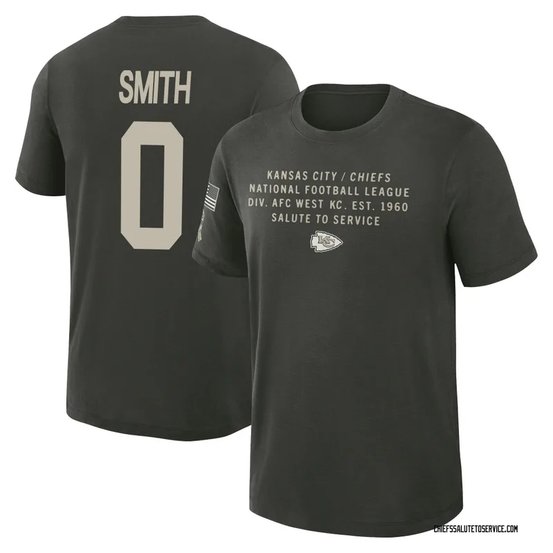 Youth EJ Smith Kansas City Chiefs Green Dark/ 2025 Salute to Service Sideline Slub T-Shirt