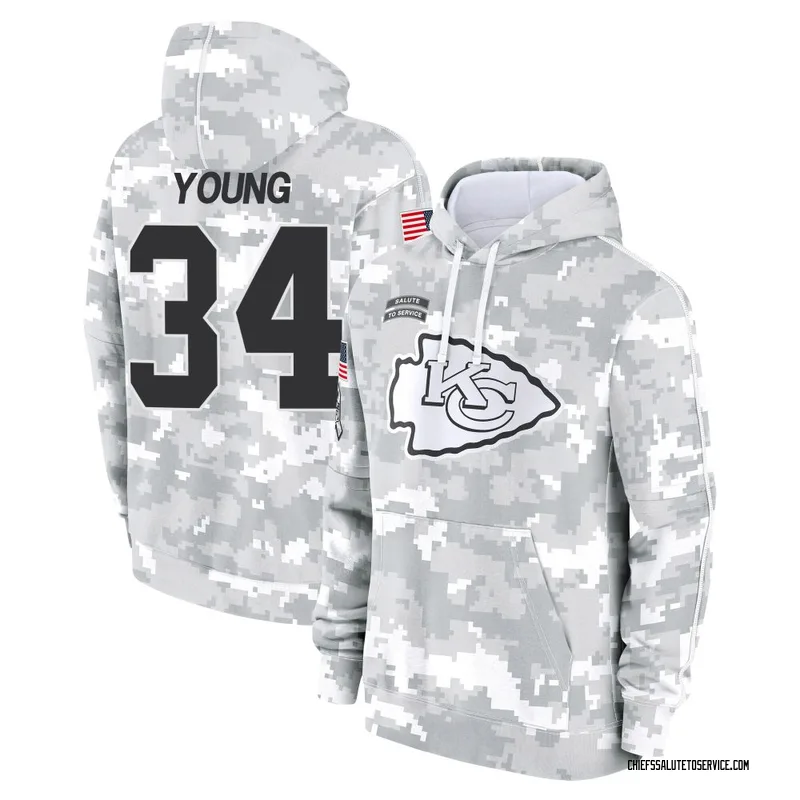 Youth Elijah Young Kansas City Chiefs Camo Arctic 2024 Salute to Service Club Fleece Pullover Hoodie