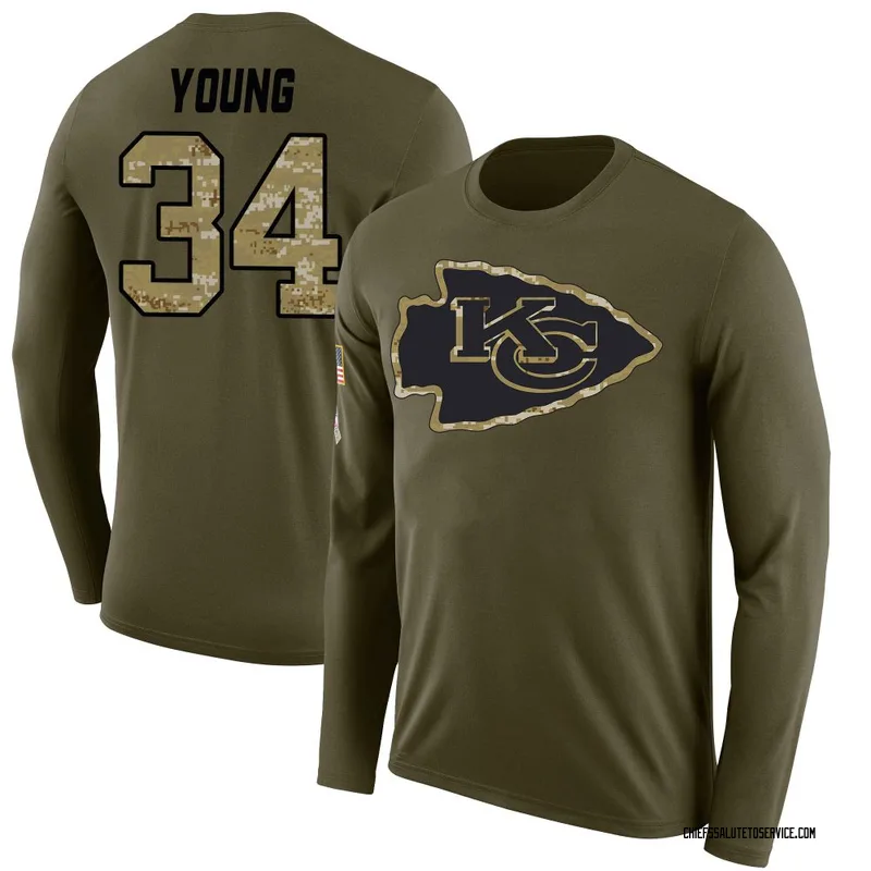 Youth Elijah Young Kansas City Chiefs Legend Olive Salute to Service Sideline Long Sleeve T-Shirt