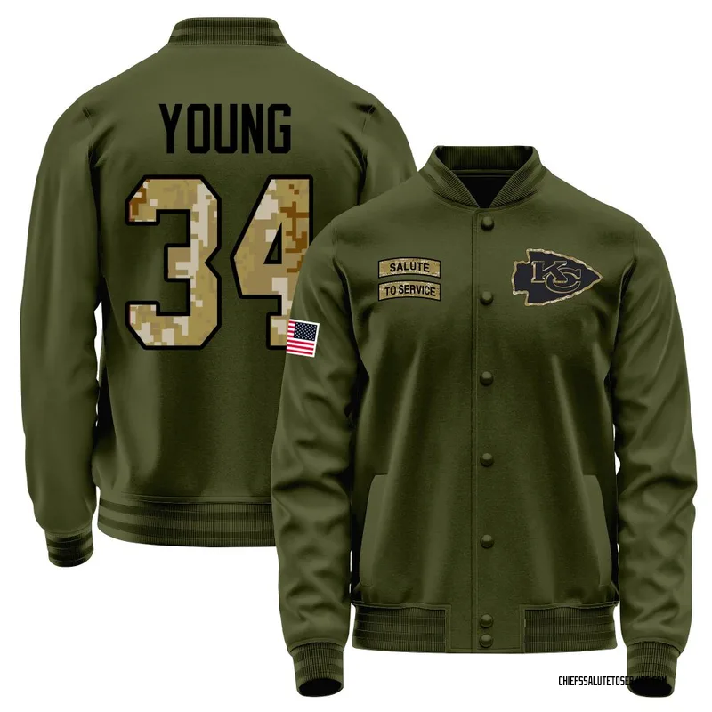 Youth Elijah Young Kansas City Chiefs Olive Salute to Service Sideline Performance Jacket