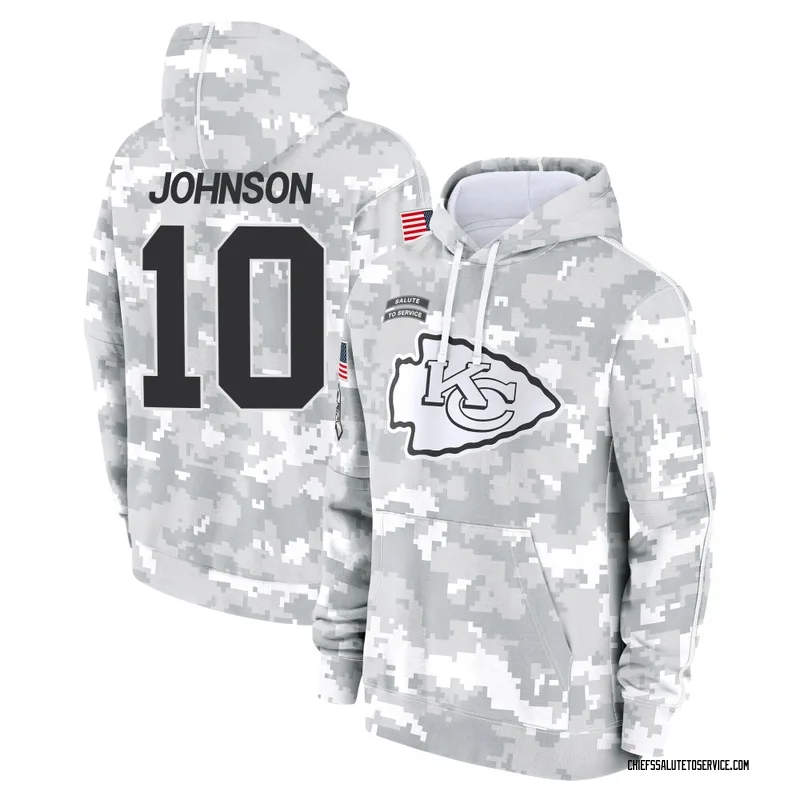 Youth Emmett Johnson Kansas City Chiefs Camo Arctic 2024 Salute to Service Club Fleece Pullover Hoodie