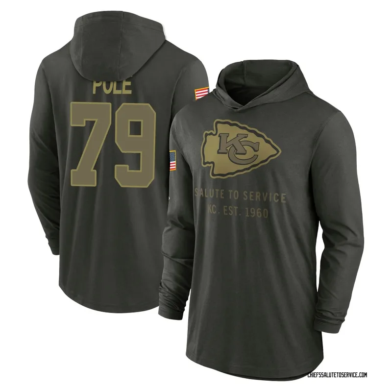 Youth Esa Pole Kansas City Chiefs Green Forest/ 2025 Salute to Service Sideline Lightweight Hooded Pullover Long Sleeve T-Shirt