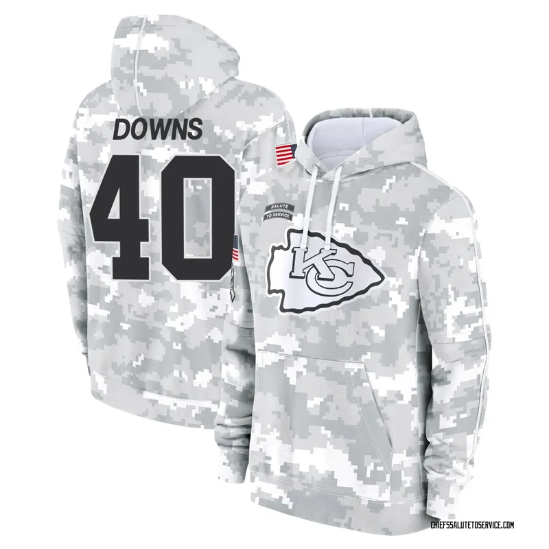 Youth Ethan Downs Kansas City Chiefs Camo Arctic 2024 Salute to Service Club Fleece Pullover Hoodie