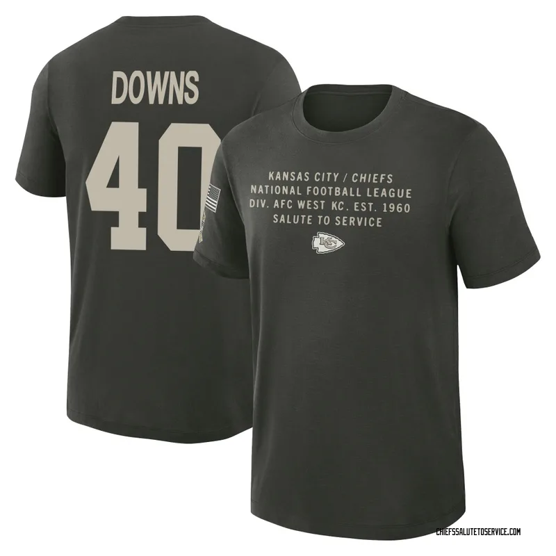 Youth Ethan Downs Kansas City Chiefs Green Dark/ 2025 Salute to Service Sideline Slub T-Shirt