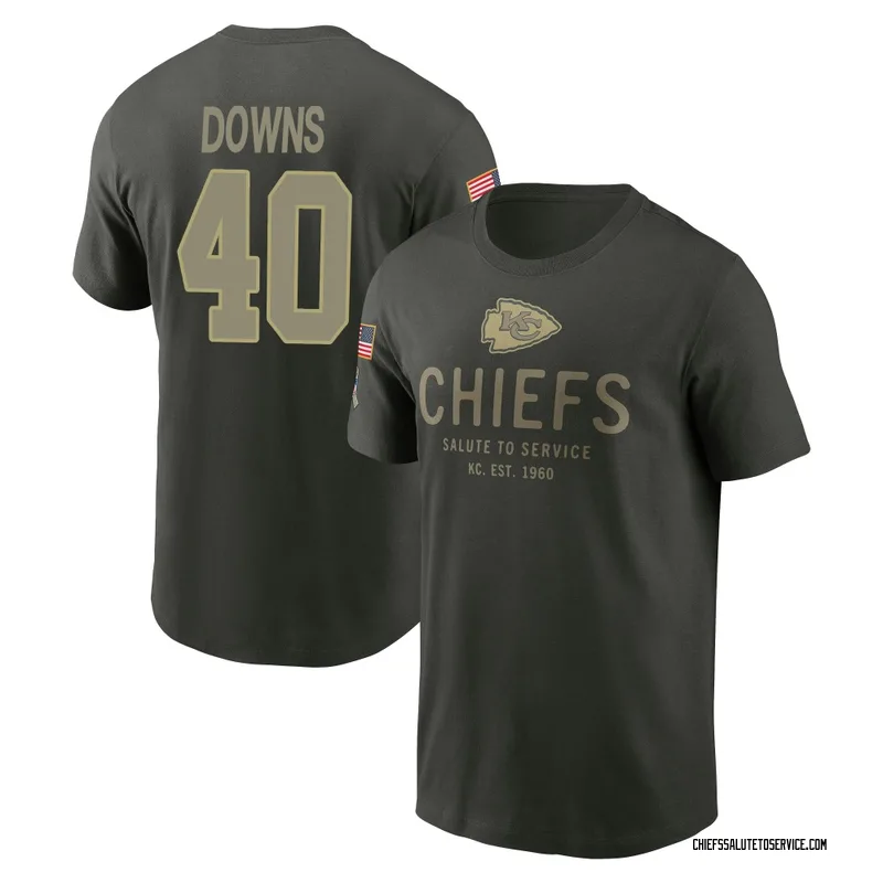Youth Ethan Downs Kansas City Chiefs Green Forest/ 2025 Salute to Service Sideline Primary Edge T-Shirt