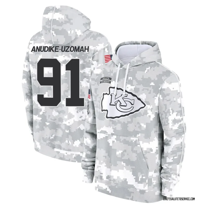 Youth Felix Anudike-Uzomah Kansas City Chiefs Camo Arctic 2024 Salute to Service Club Fleece Pullover Hoodie