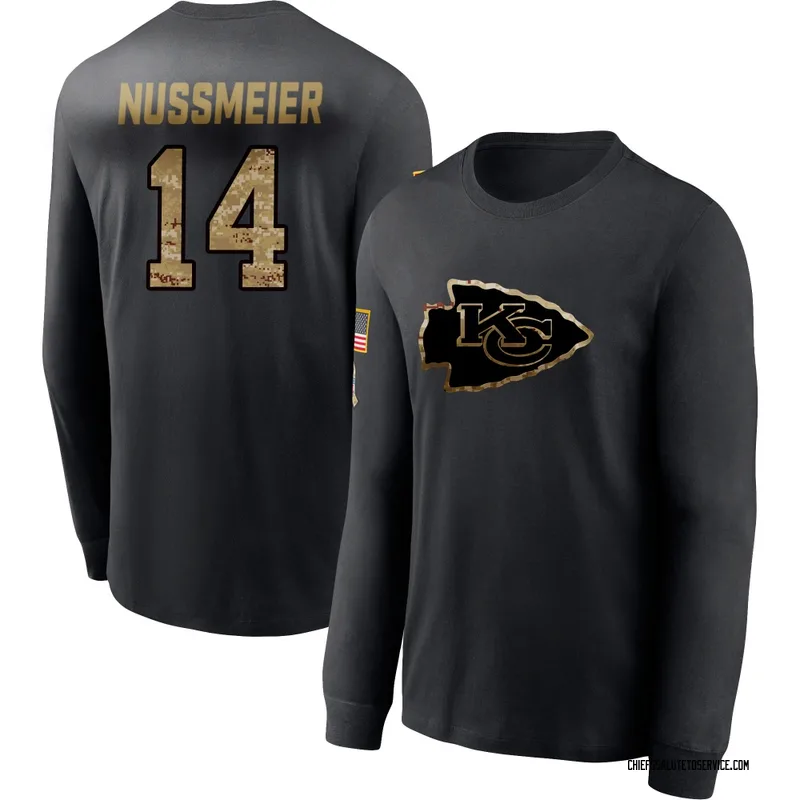 Youth Garrett Nussmeier Kansas City Chiefs Black 2020 Salute To Service Sideline Performance Long Sleeve T-Shirt